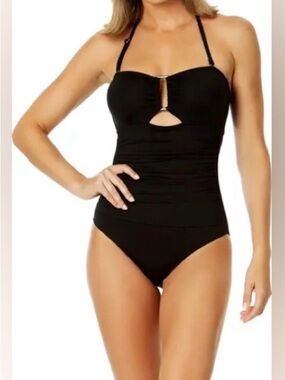 🖤 **Anne Cole “Live In Color” Black One-Piece – Sleek, Sculpting & Timeless**